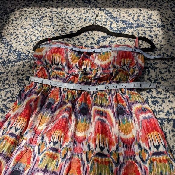 BB Dakota size small strapless, padded high low dress multi color pattern - Picture 10 of 11